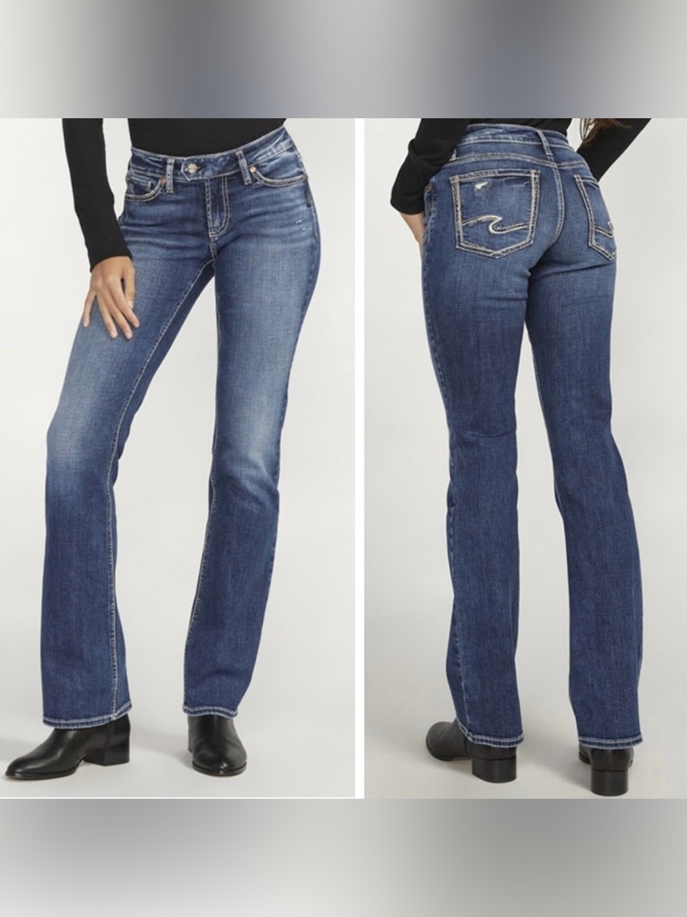 Silver Tuesday Women's Jeans Slim Fit Bootcut Low Rise Medium Wash Size 33x31